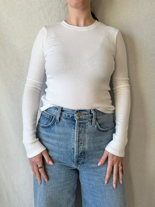 Jolie Sweater Rib Crew Neck | White