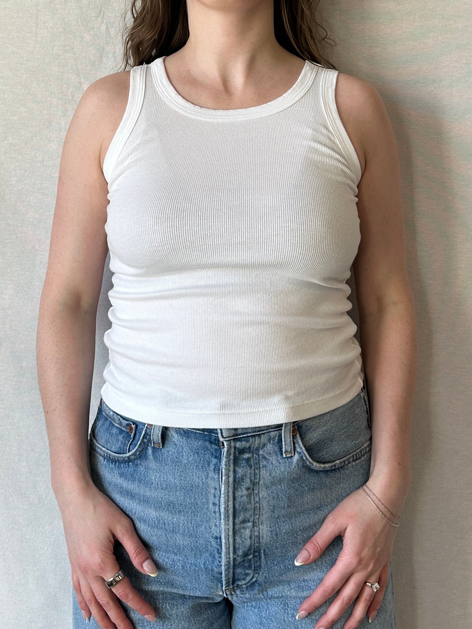 Elle Ribbed Tank | White