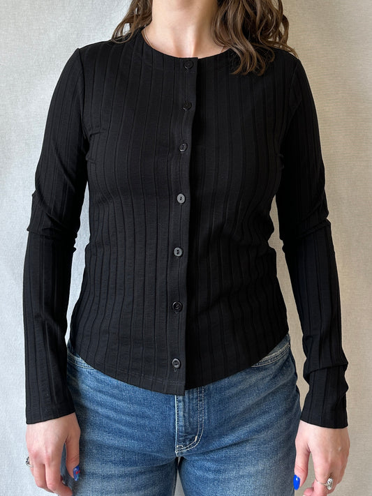 Coco Ribbed Cardigan | Black