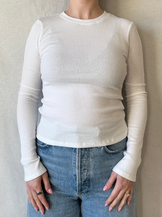 Jolie Sweater Rib Crew Neck | White