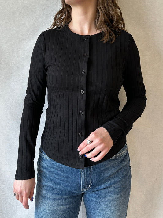 Coco Ribbed Cardigan | Black