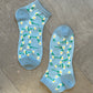 Blue Floral Ankle Socks