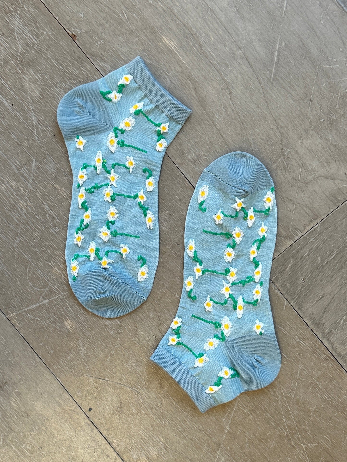 Blue Floral Ankle Socks