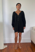 Linen Toss It On Dress | Black