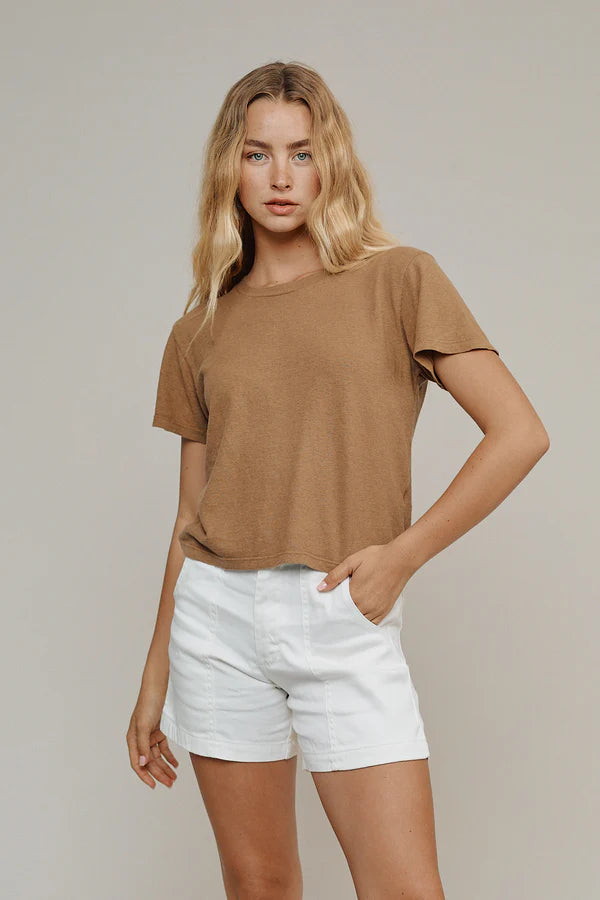 Cropped Lorel Tee | Washed White
