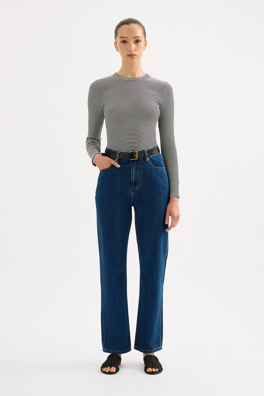 Organic Rib Long Sleeve | Black Stripe