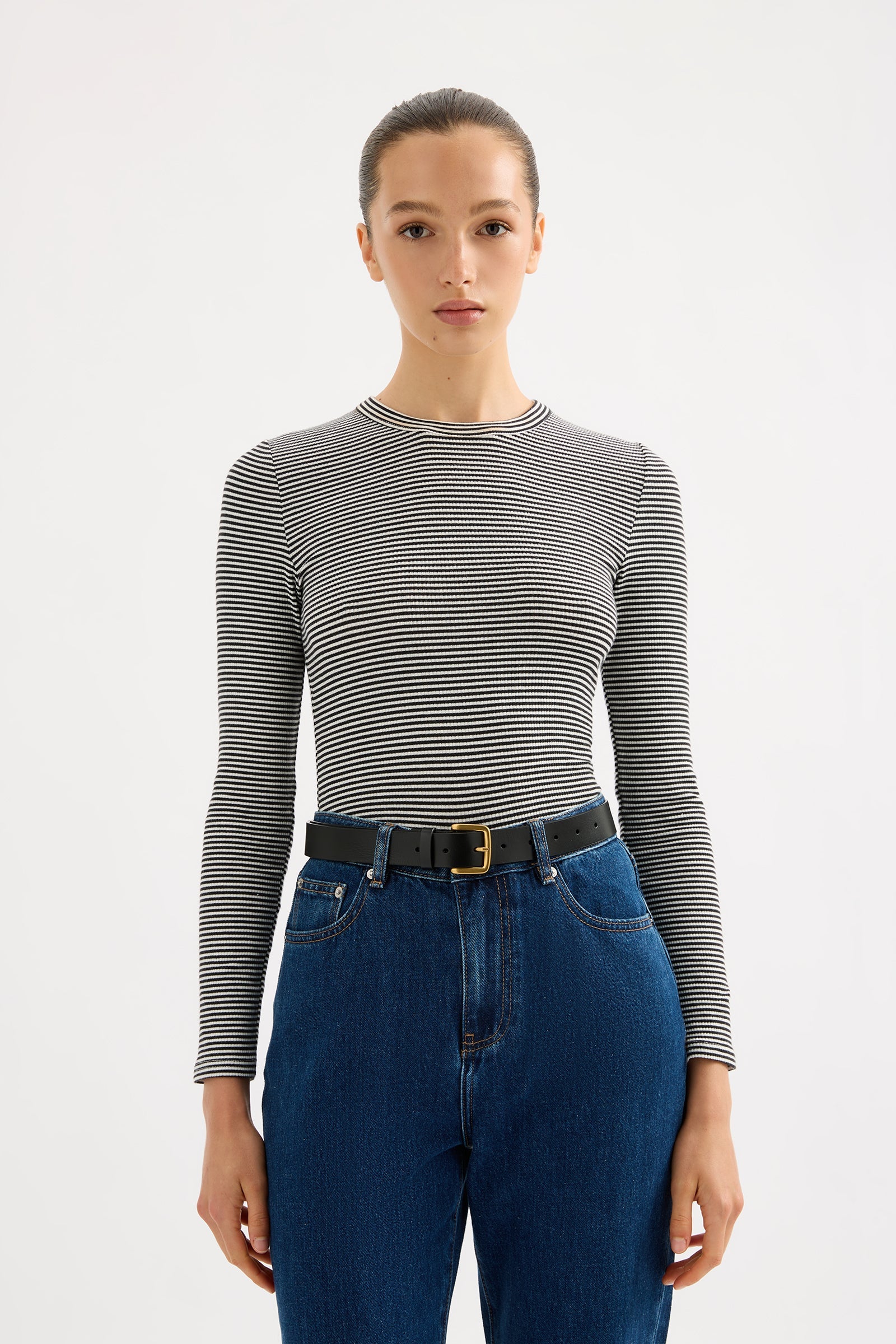 Organic Rib Long Sleeve | Black Stripe