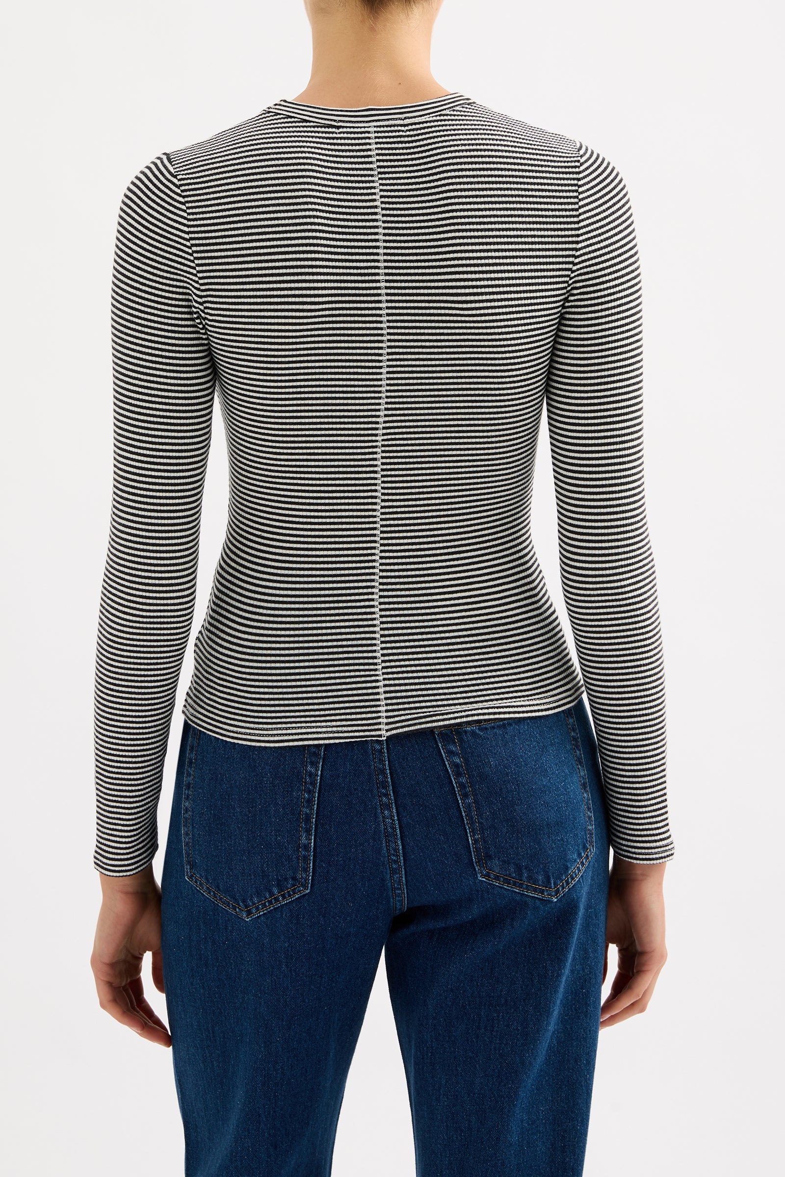 Organic Rib Long Sleeve | Black Stripe