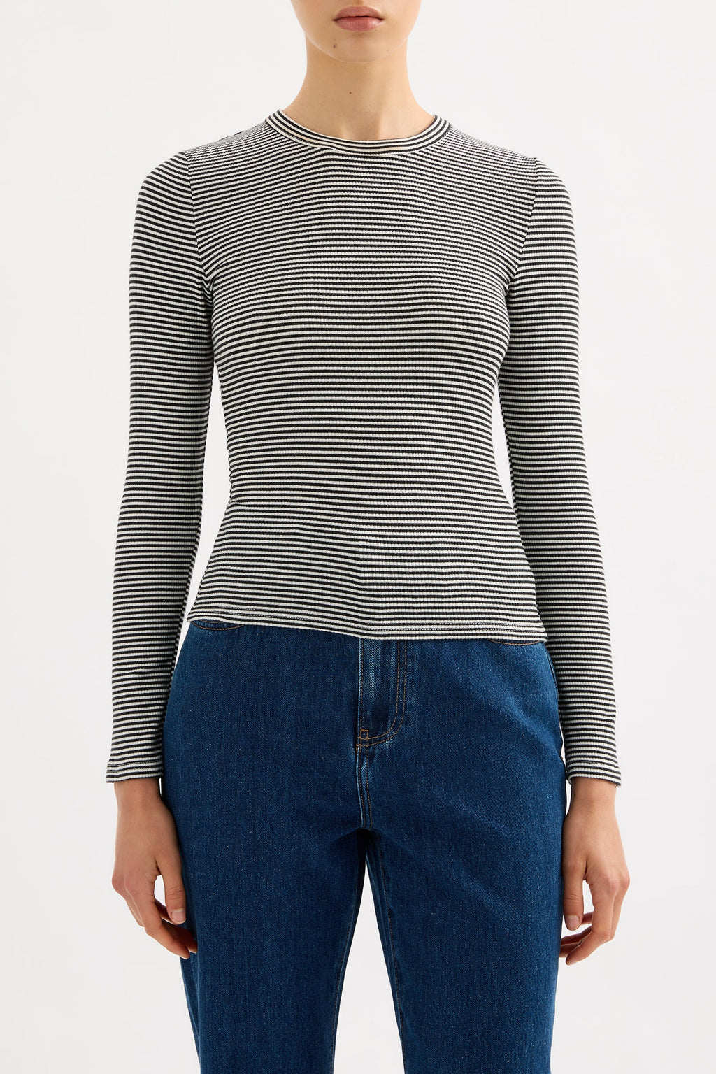 Organic Rib Long Sleeve | Black Stripe