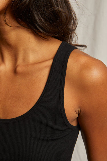 Mia Scoop Neck Layering Tank | Black