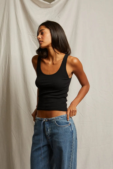 Mia Scoop Neck Layering Tank | Black