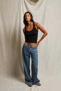 Mia Scoop Neck Layering Tank | Black