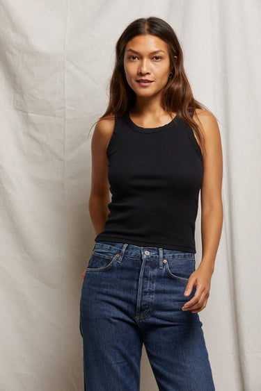 Elle Ribbed Tank | True Black