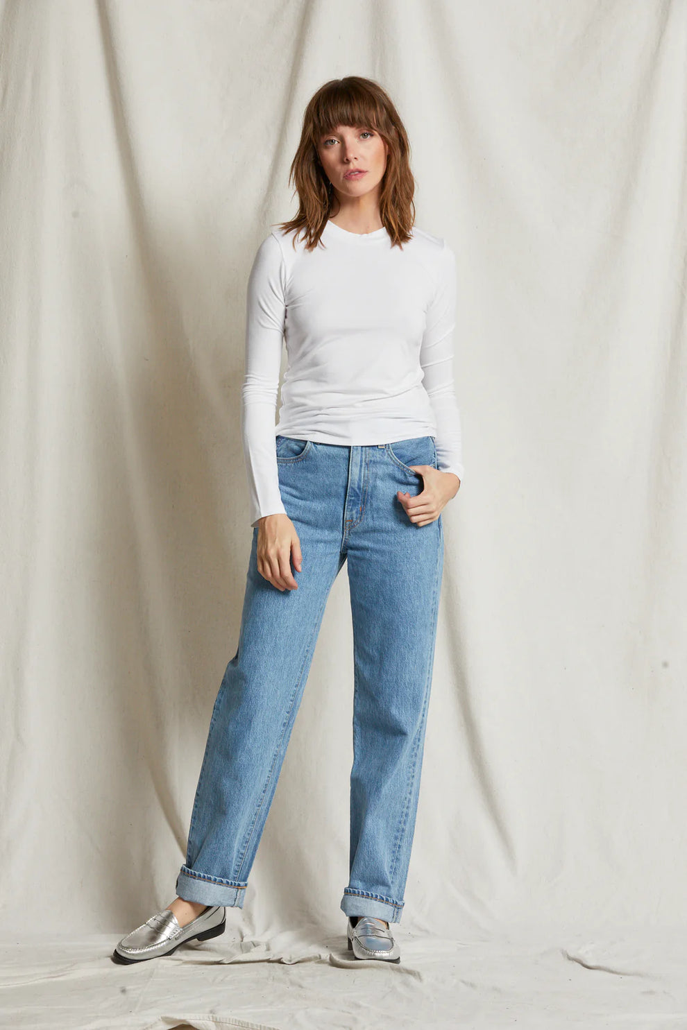Dionne 90s Long Sleeve | White