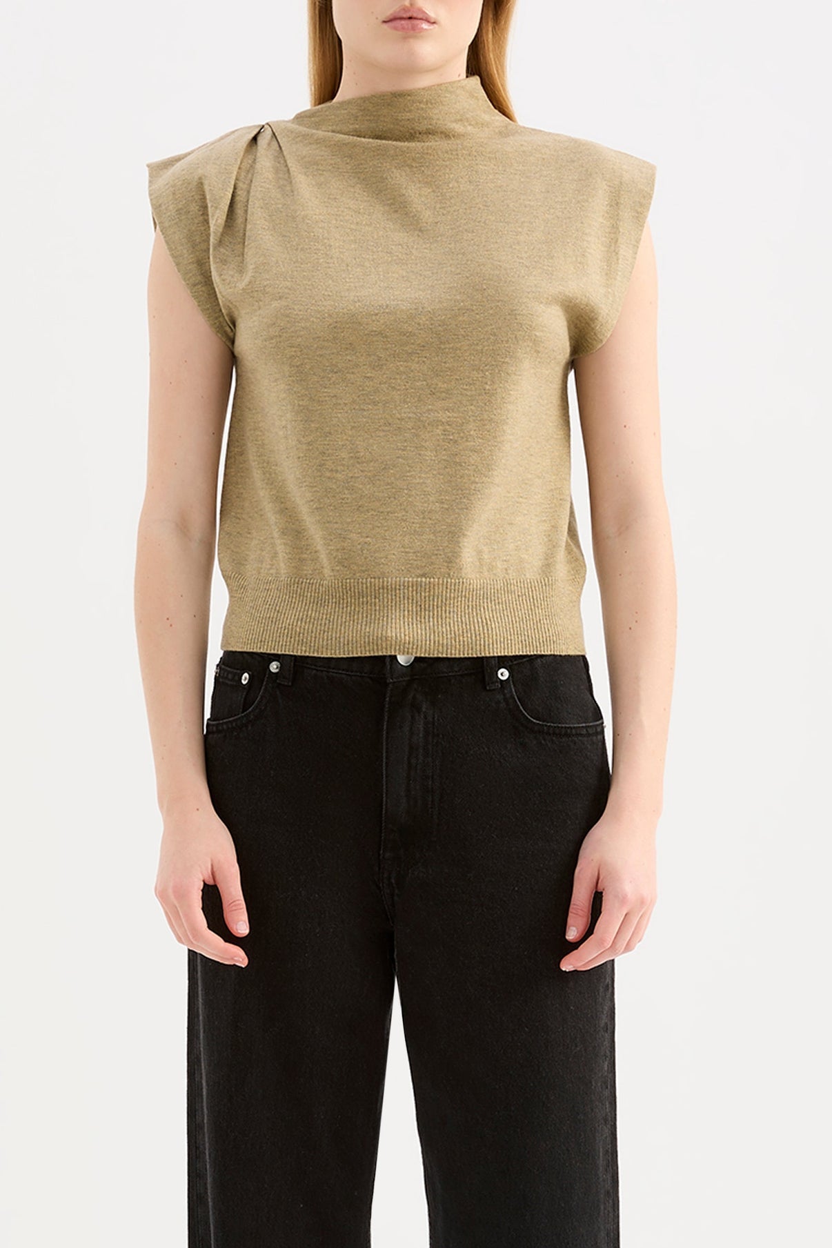 Elvio Merino Blend Top | Khaki