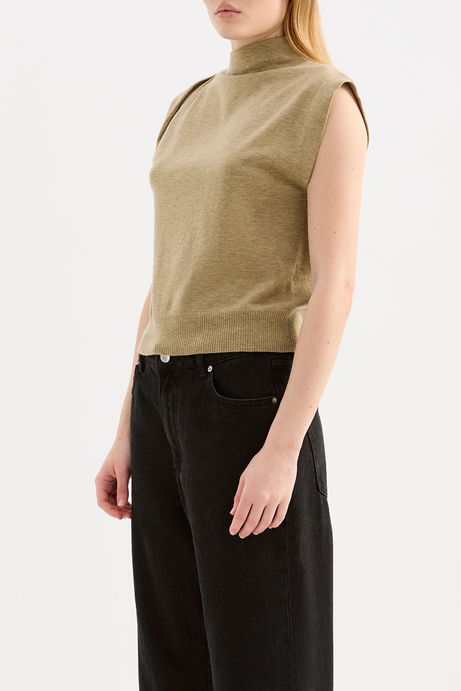 Elvio Merino Blend Top | Khaki