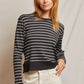 Stef Ribbed Boxy Long Sleeve | Black Stripe