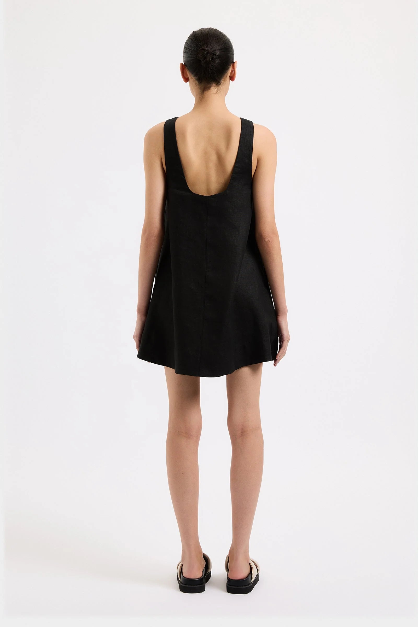 Nemi Linen Mini Dress | Black