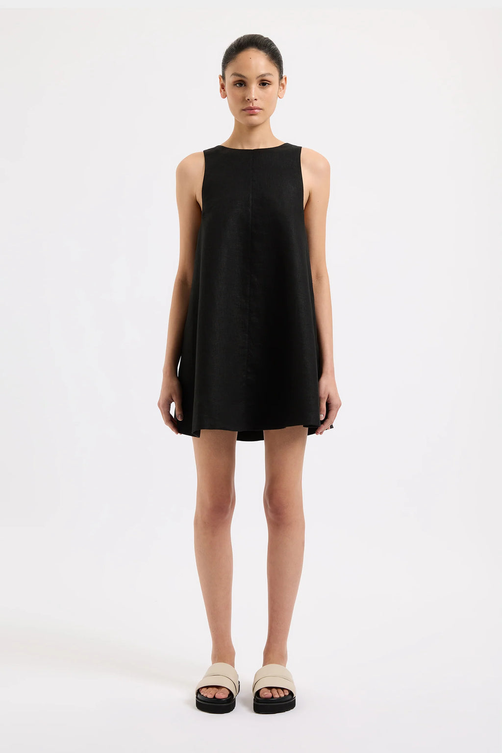 Nemi Linen Mini Dress | Black