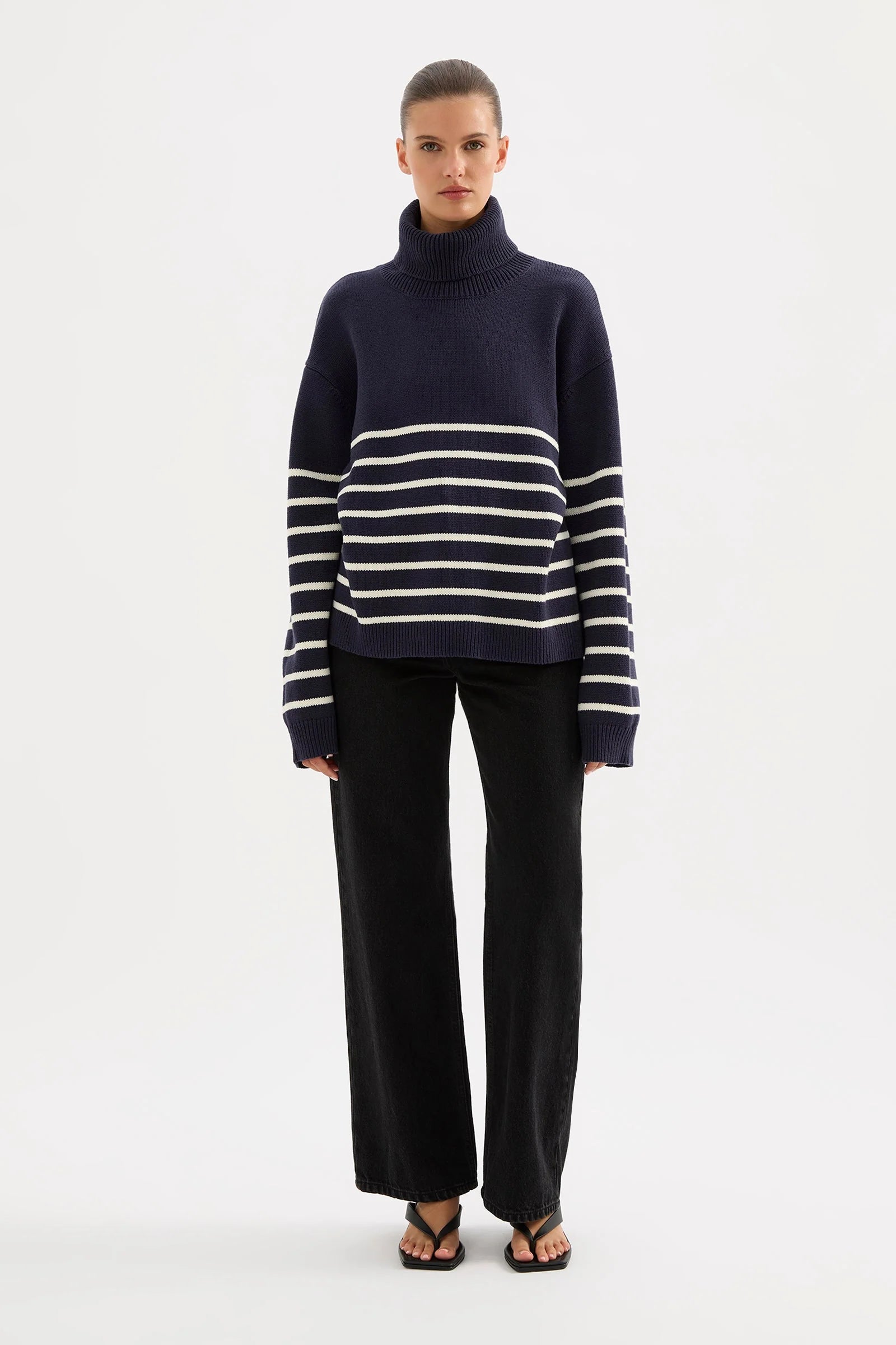 Venus Turtleneck | Navy Stripe