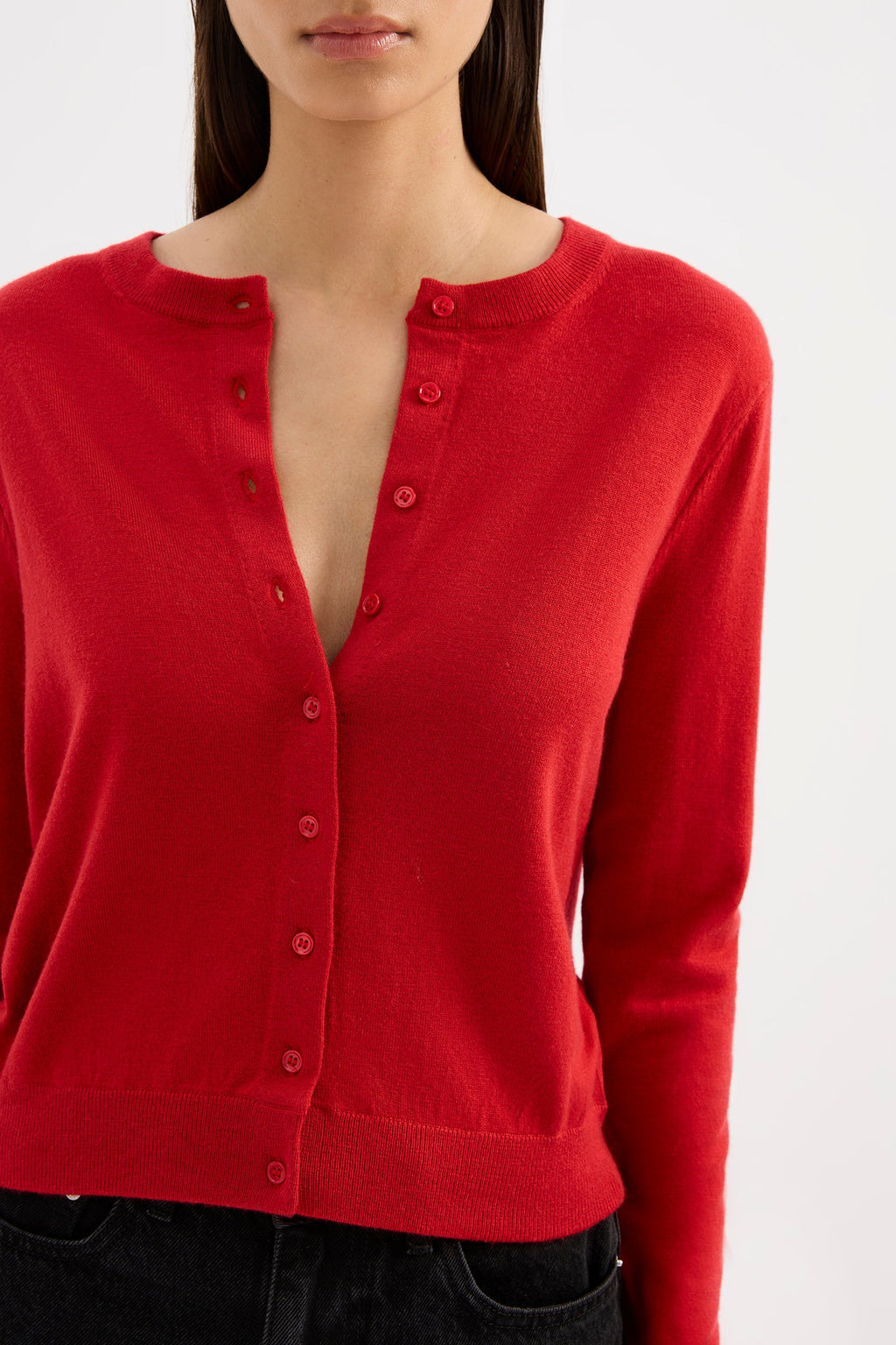 Elvio Merino Blend Cardigan | Vermillion