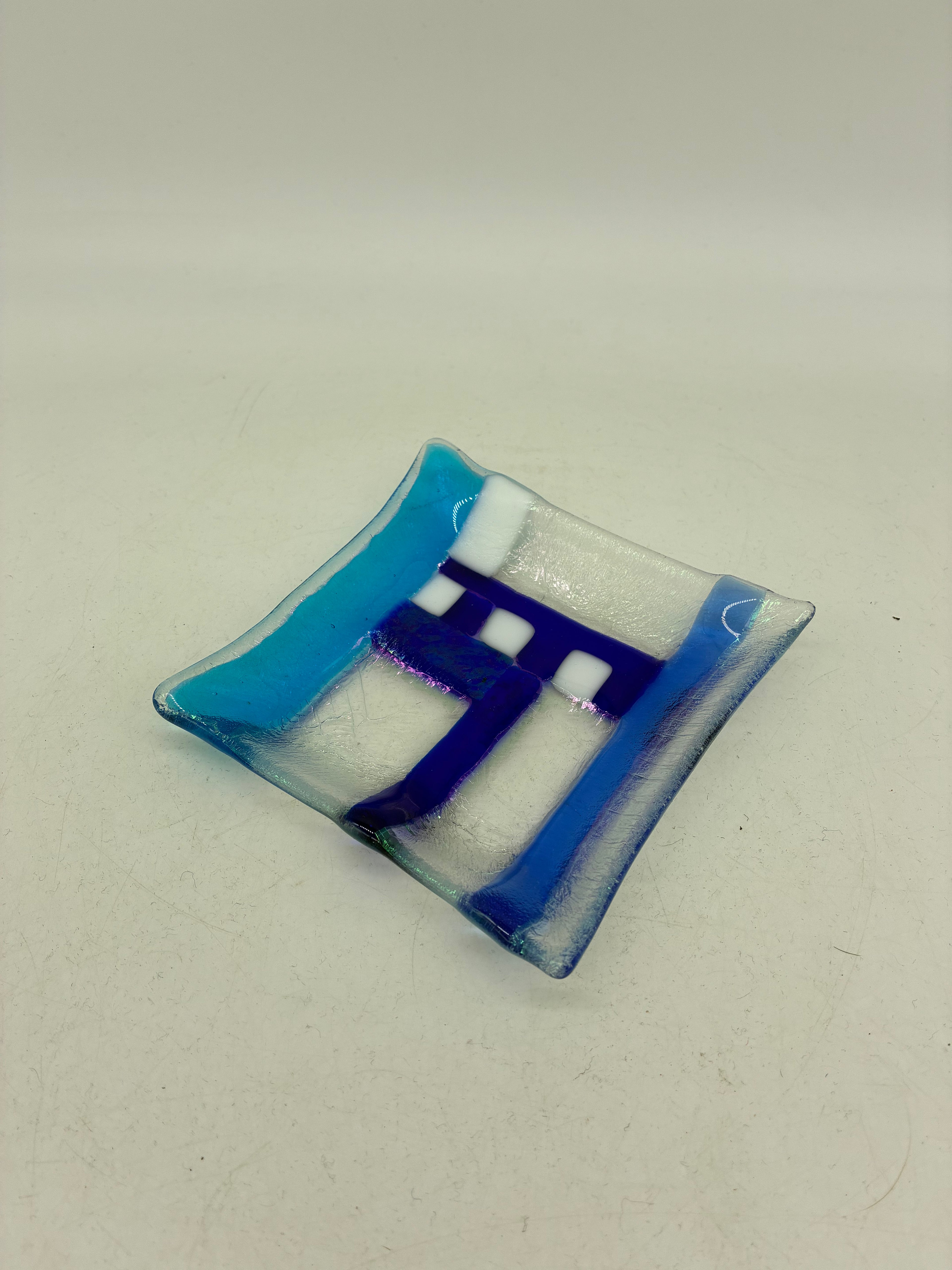 Textured Blue Geometry | Medium Jewelry Dish