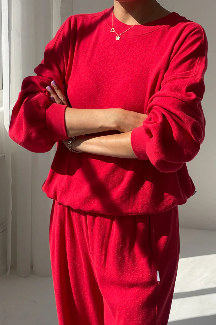 Pointelle Core Sweatshirt | Red Apple