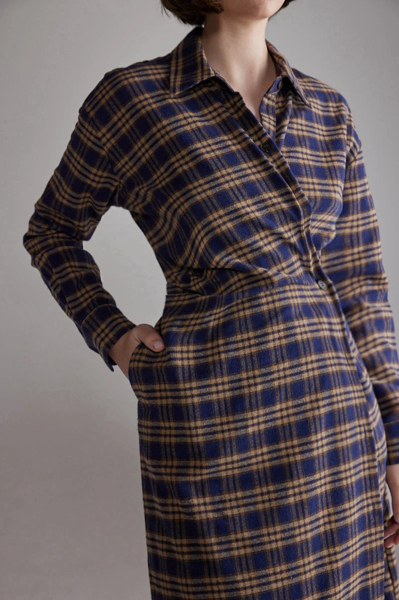 Plaid Shirt Dress | Blue/Khaki