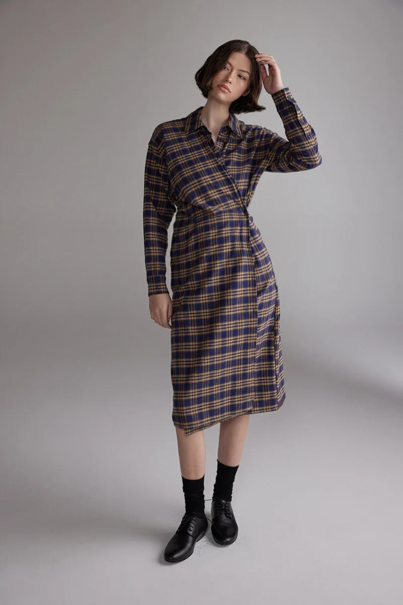 Plaid Shirt Dress | Blue/Khaki