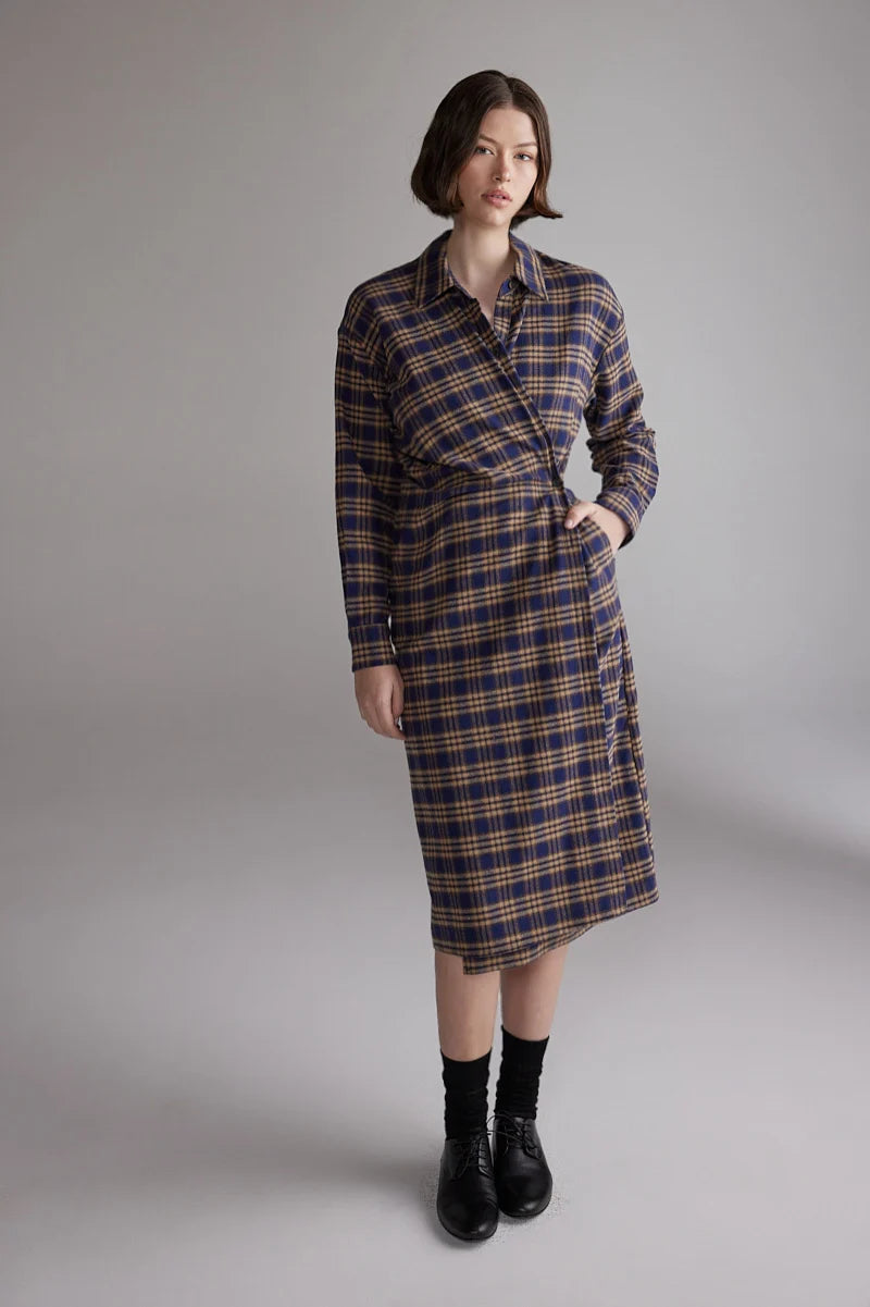 Plaid Shirt Dress | Blue/Khaki