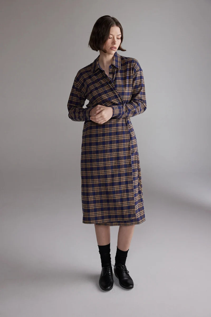 Plaid Shirt Dress | Blue/Khaki