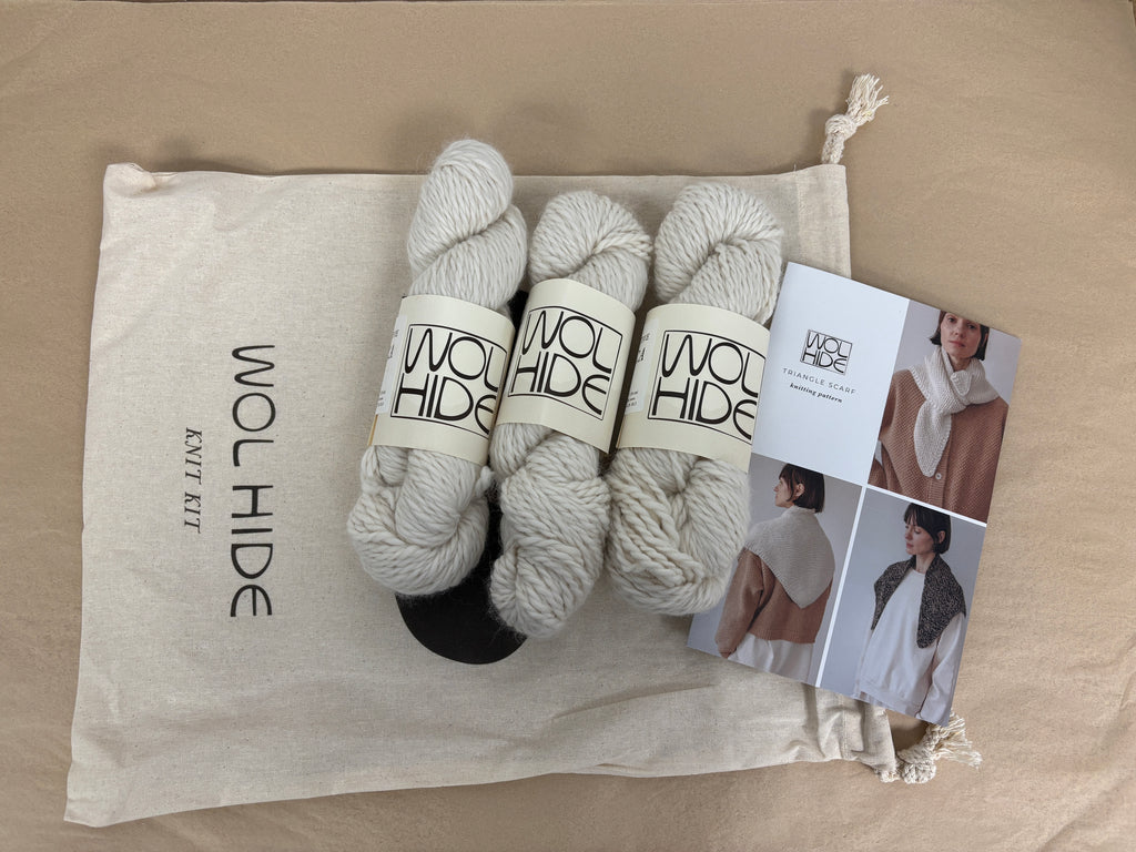 Knit Kit | Triangle Scarf | Ecru