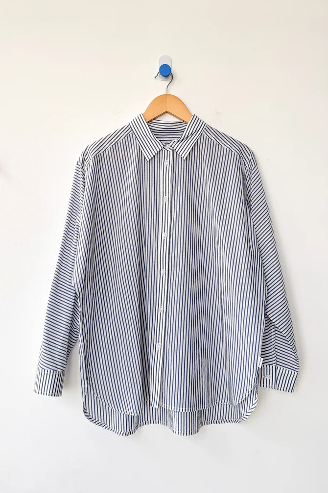 Light Weight Owen Shirt | Denim Stripe on White