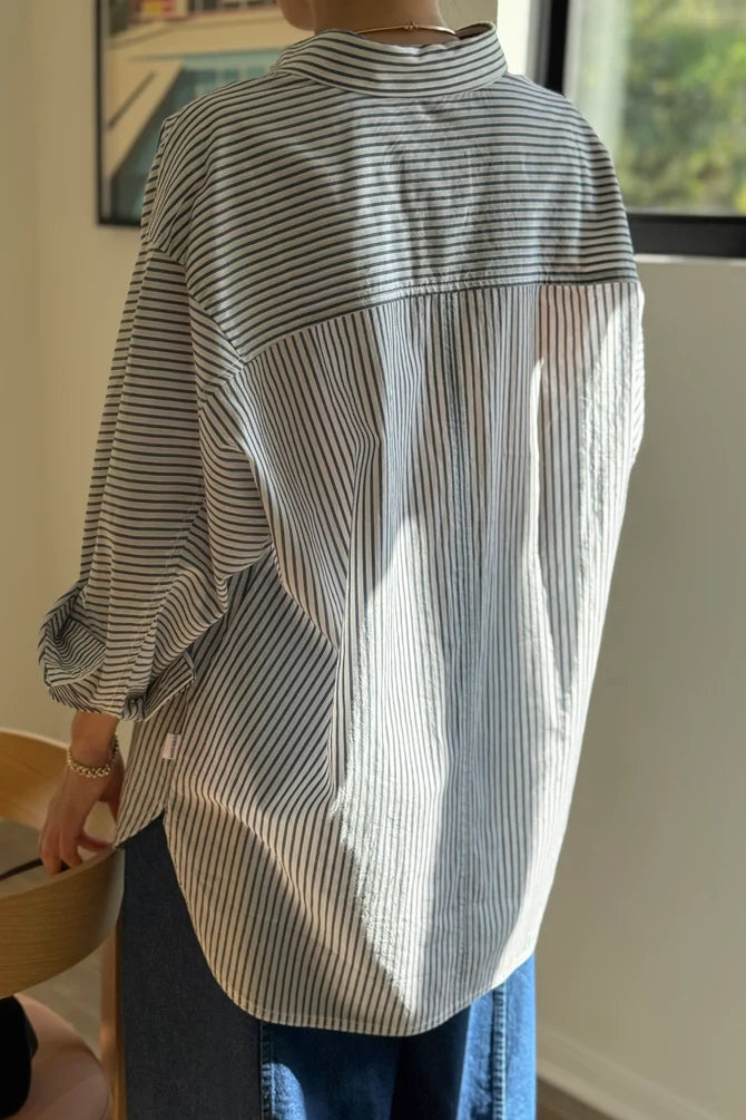 Light Weight Owen Shirt | Denim Stripe on White