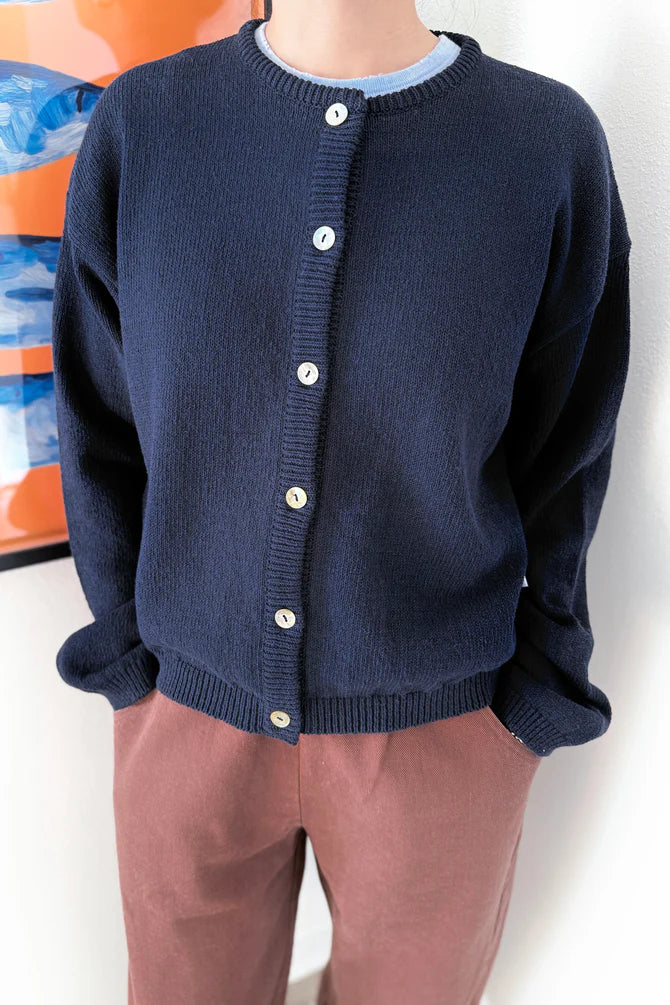 Cotton Leila Cardigan | Navy