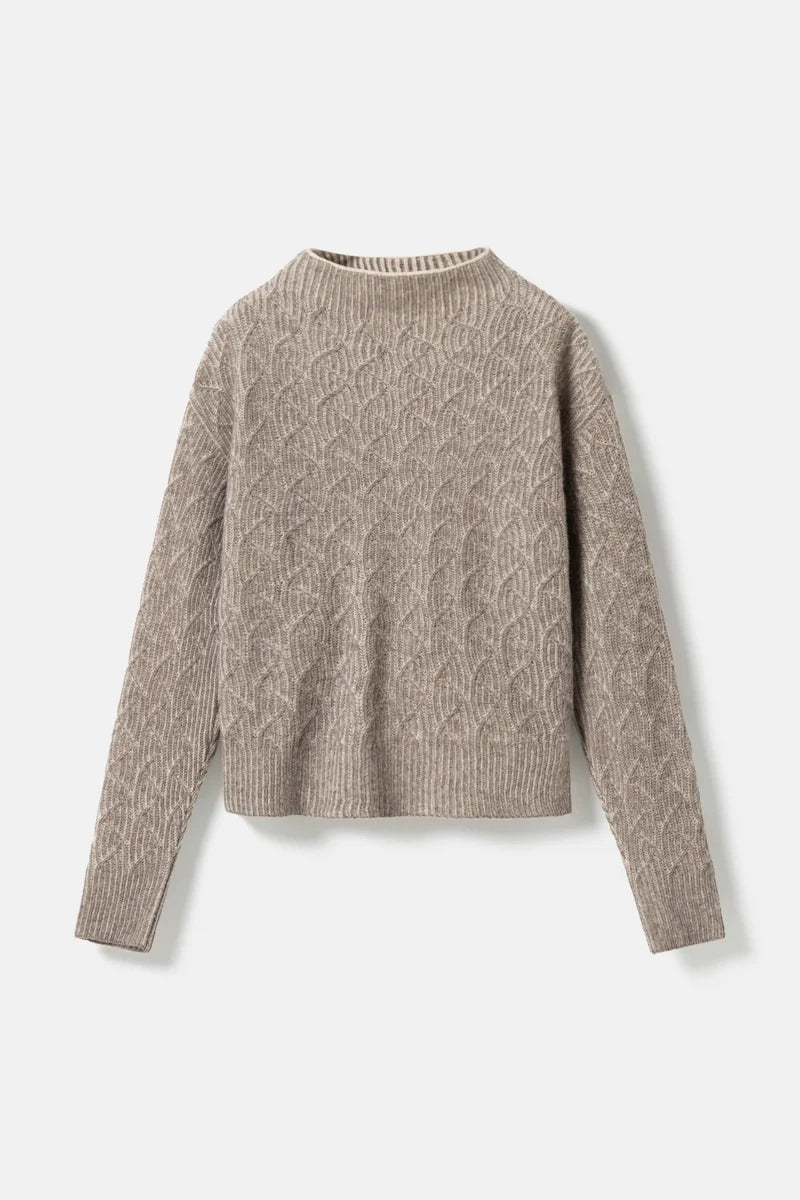 Zoya Textured Knit Lambswool Sweater | Taupe