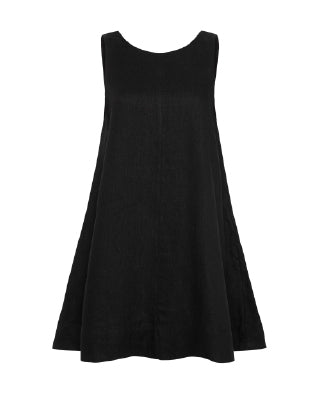Nemi Linen Mini Dress | Black