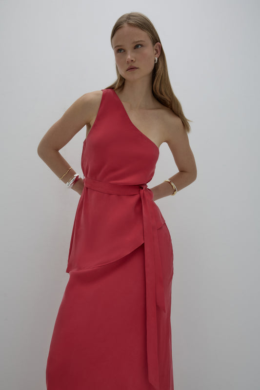 Amaya Cupro Tie Top | Vermillion