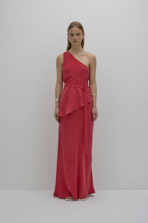 Amaya Cupro Tie Top | Vermillion