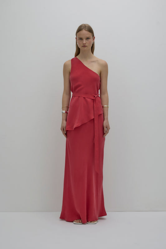 Amaya Cupro Tie Top | Vermillion