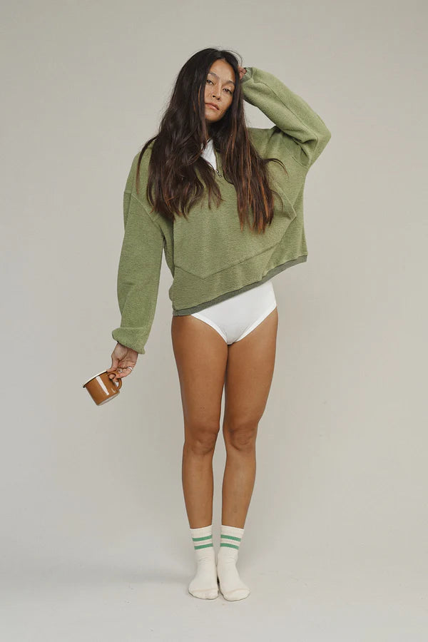 Heathered Osprey Cropped Sweatshirt | Deep Indigo