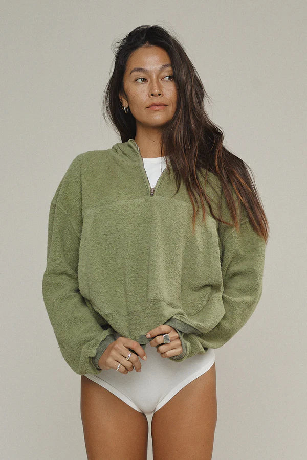 Heathered Osprey Cropped Sweatshirt | Deep Indigo