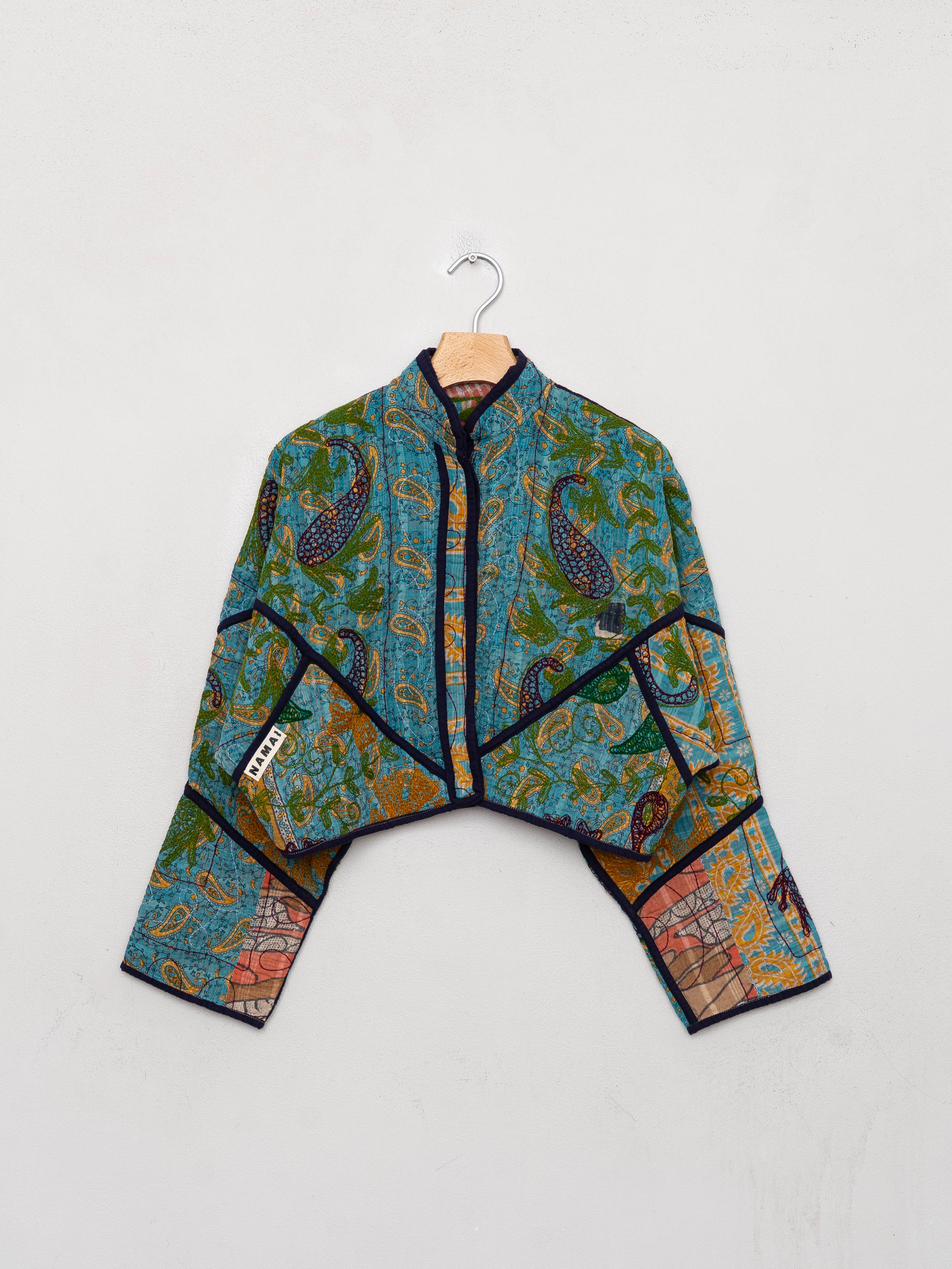 The Suzani Kaira Cropped Quilted Patchwork Kantha Jacket