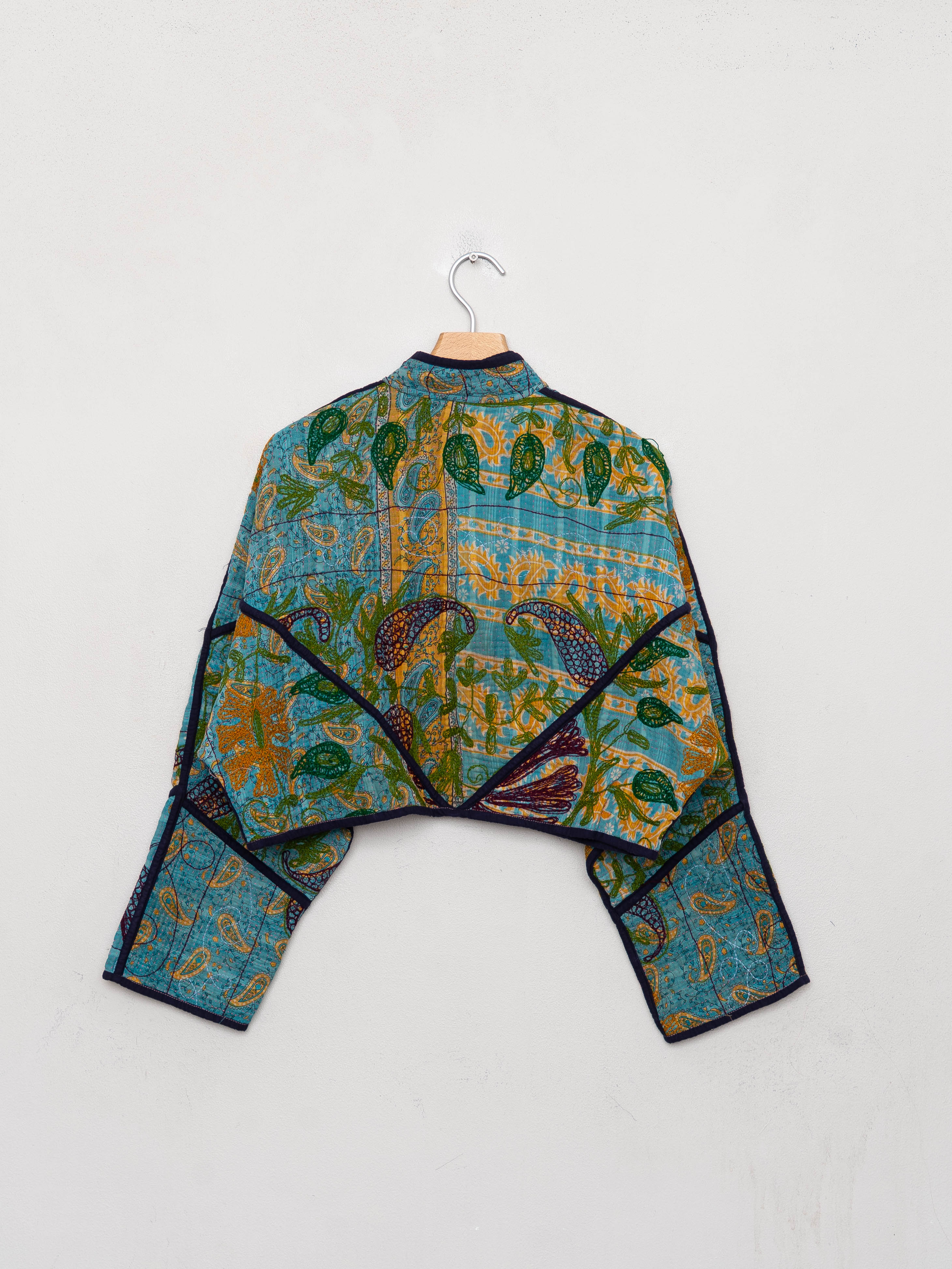 The Suzani Kaira Cropped Quilted Patchwork Kantha Jacket