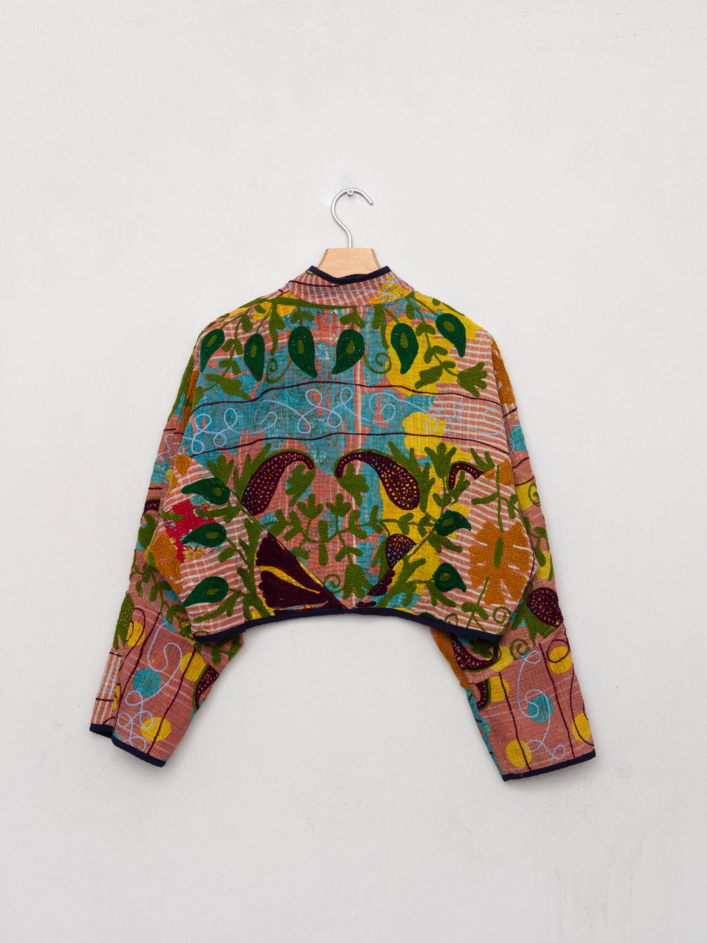 The Suzani Kaira Cropped Quilted Patchwork Kantha Jacket