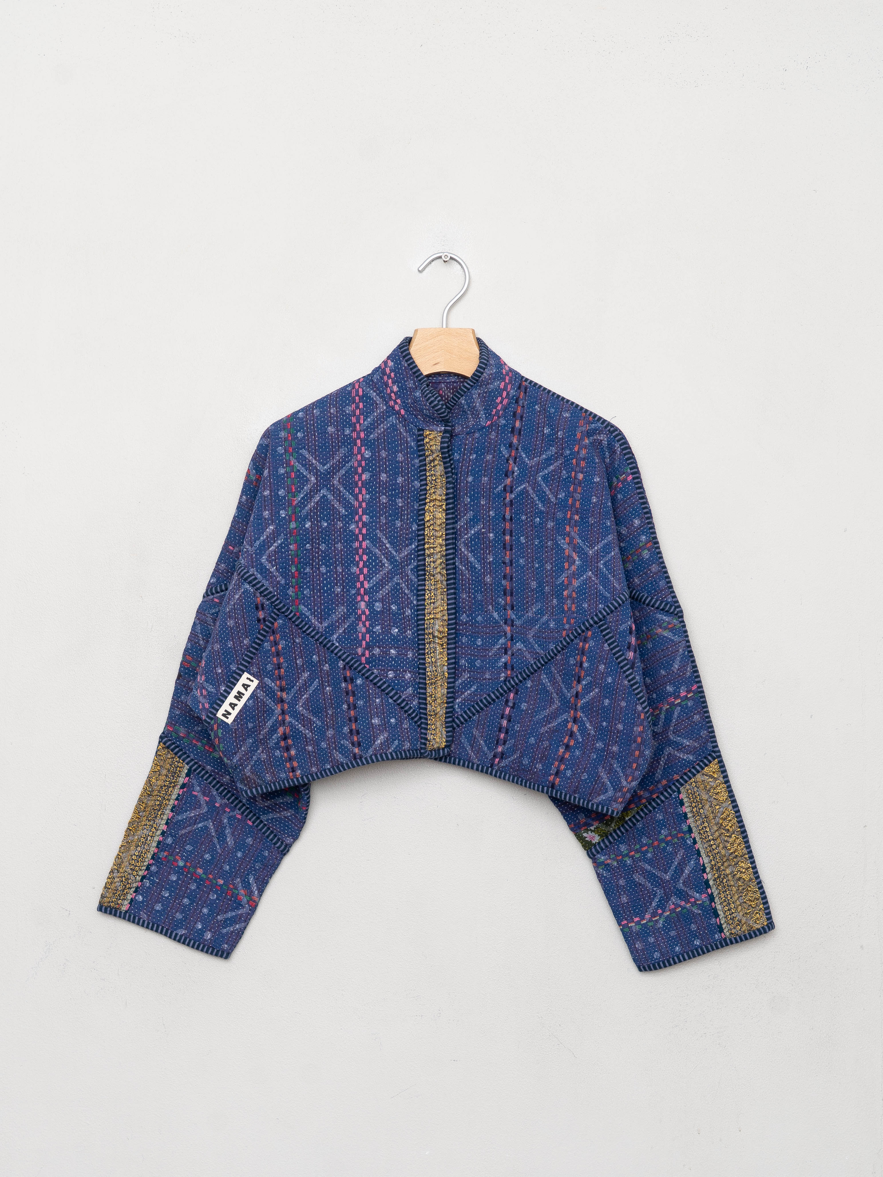 The Kaira Cropped Quilted Patchwork Kantha Jacket
