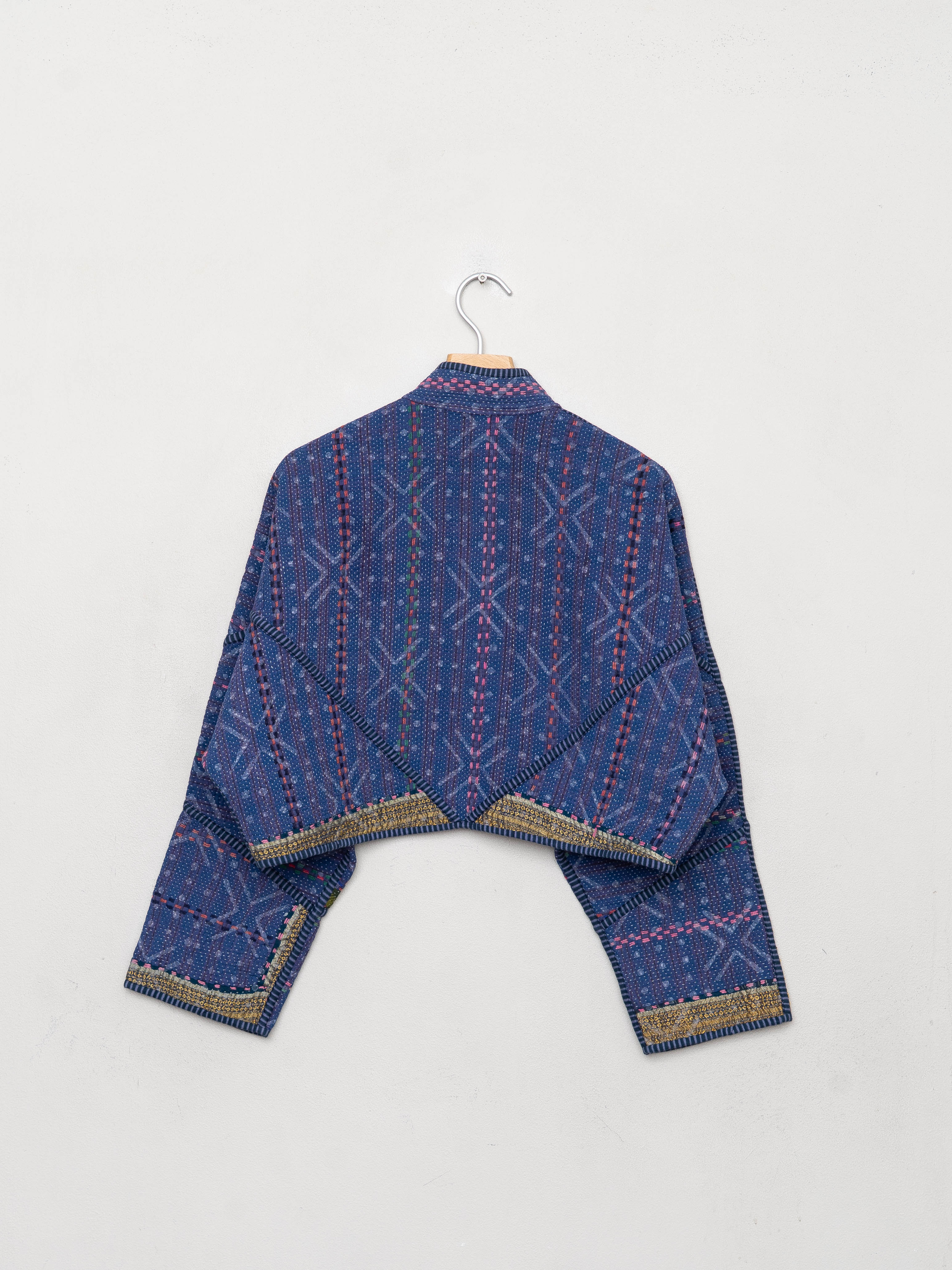 The Kaira Cropped Quilted Patchwork Kantha Jacket