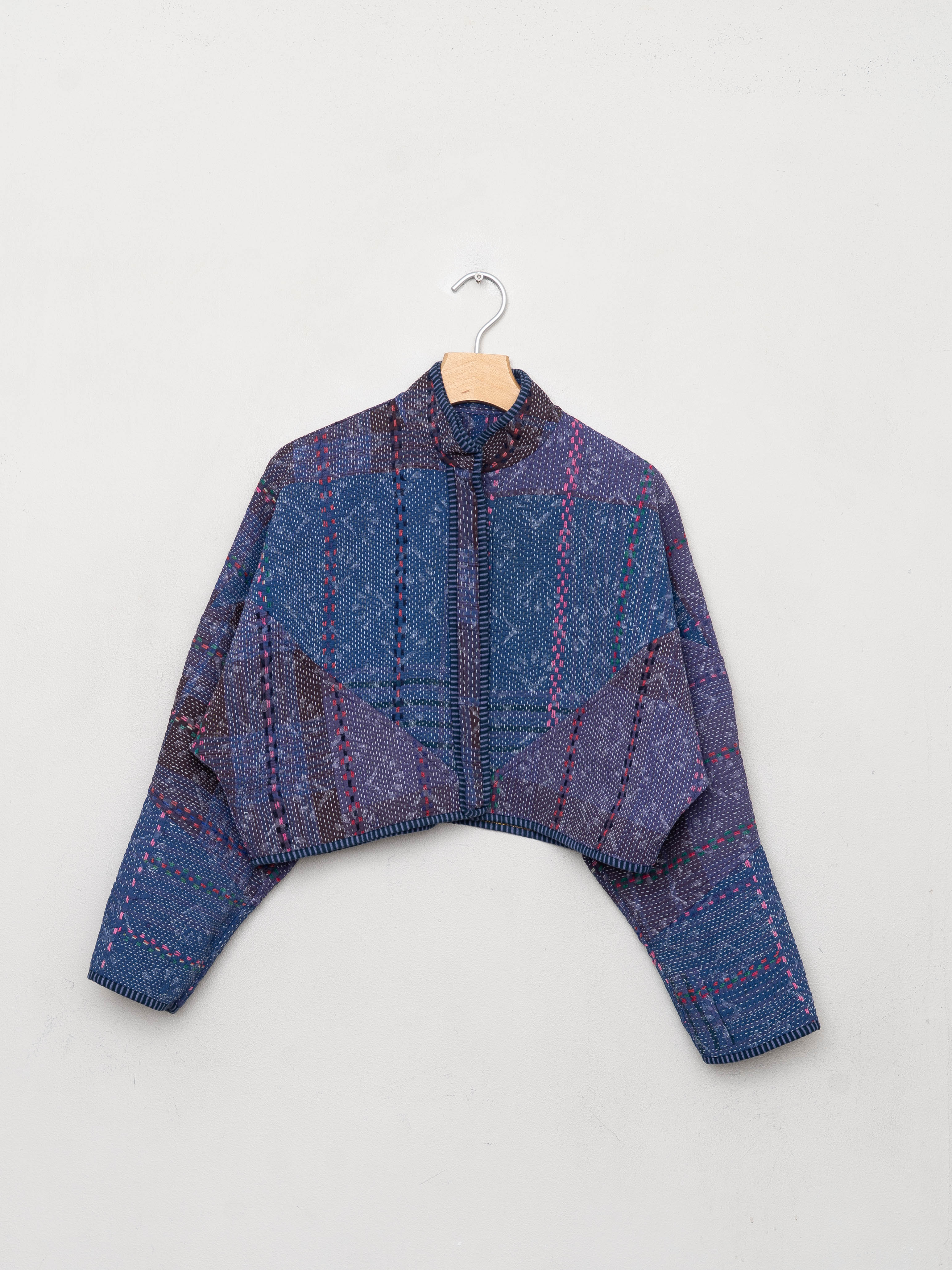 The Kaira Cropped Quilted Patchwork Kantha Jacket