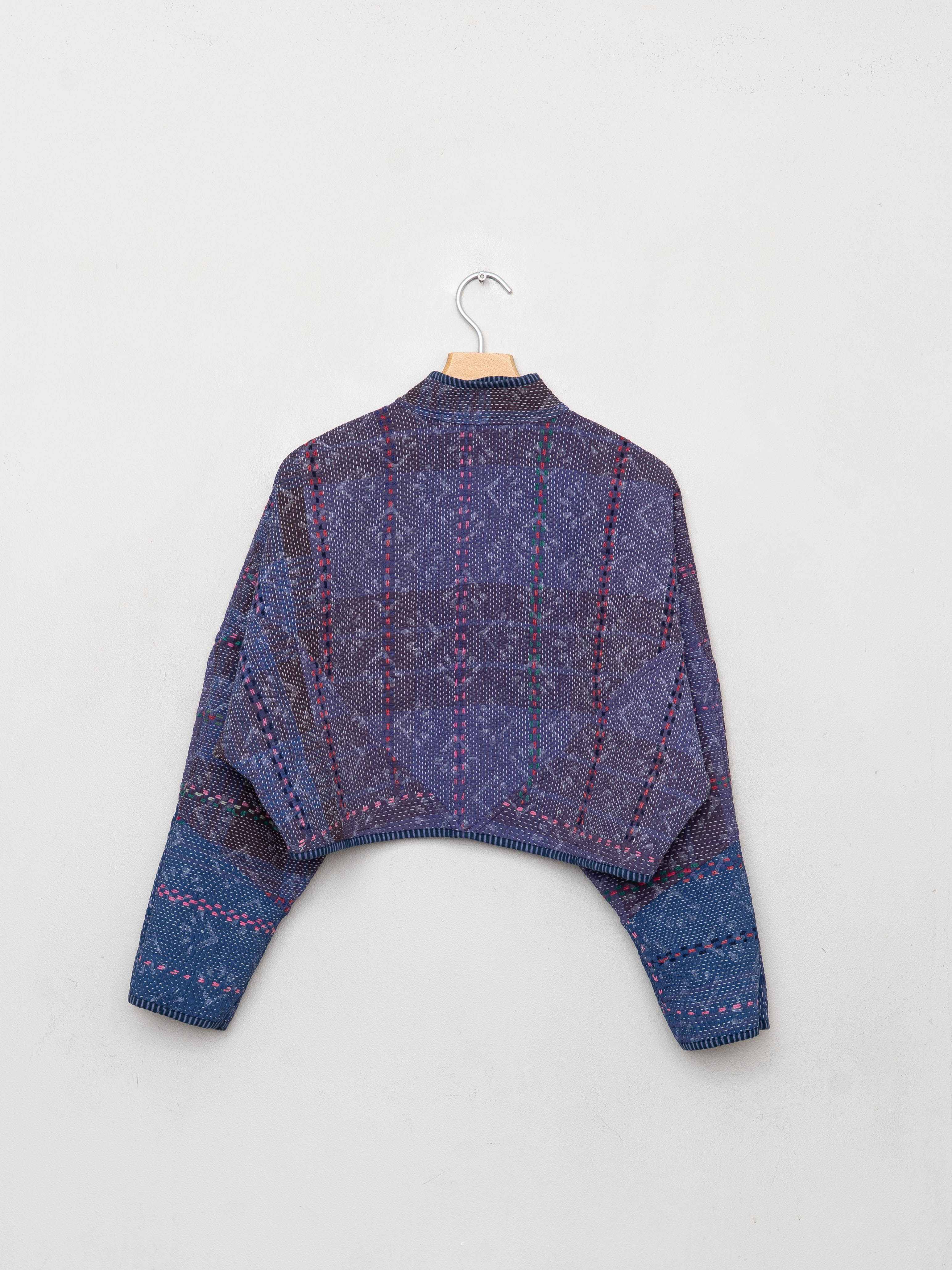 The Kaira Cropped Quilted Patchwork Kantha Jacket