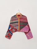 The Kaira Cropped Quilted Patchwork Kantha Jacket